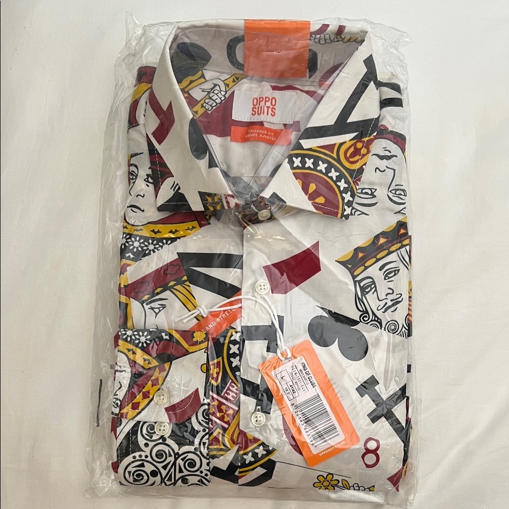 OppoSuits King of Clubs Dress Shirt - White and Black NEVER OPENED